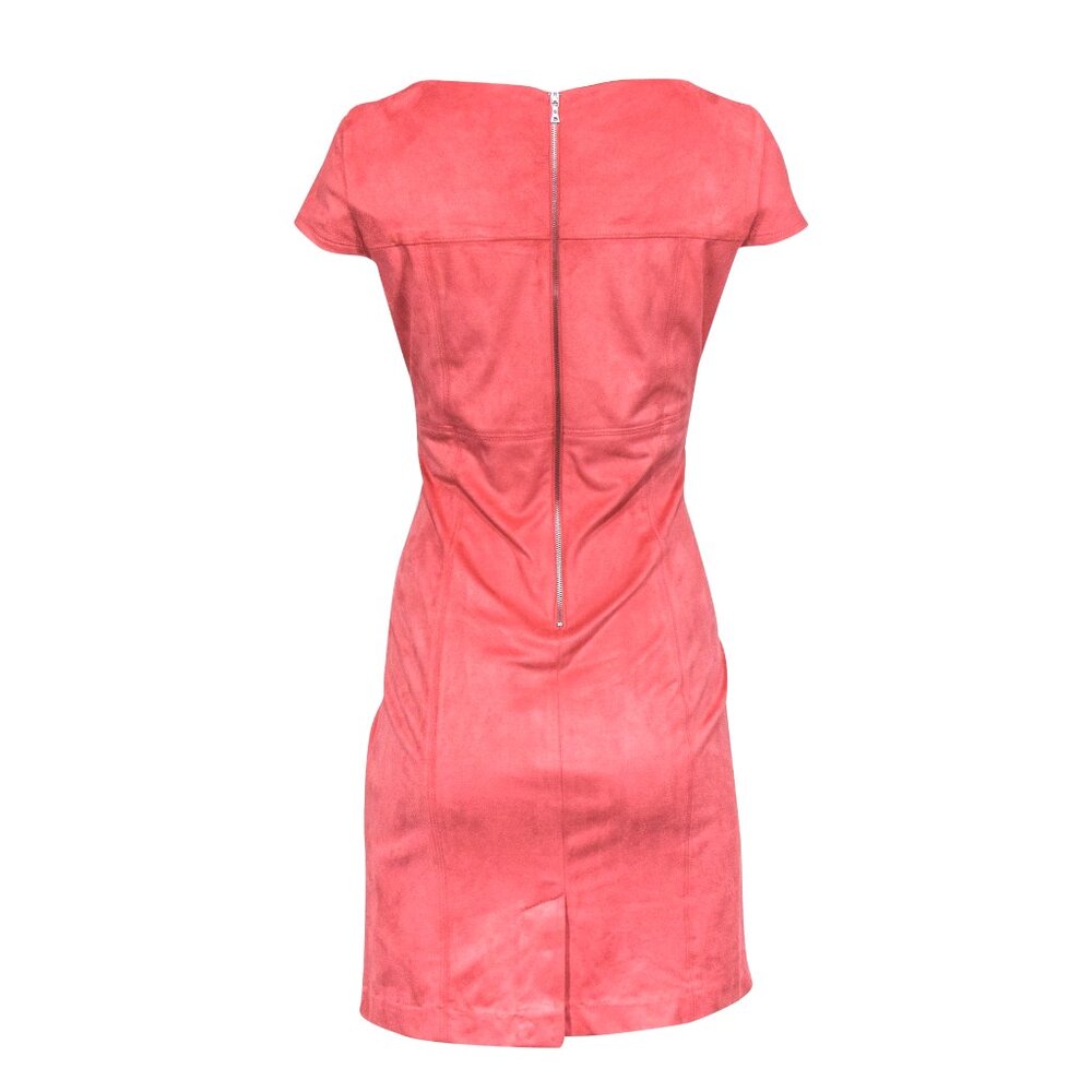 NWT Nanette Lepore Womens Size 6 Soft Red Coral Faux Suede Shift Dress NEW - Picture 5 of 5